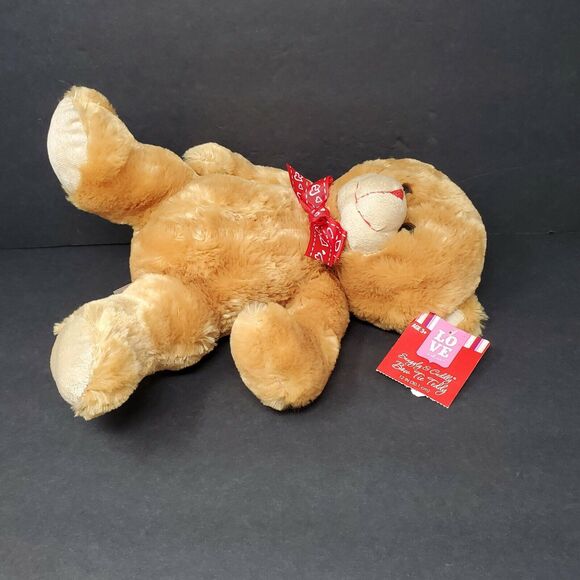 Dan Dee Teddy Bear 13" Plush Stuffed Animal Brown Valentine's Day Red Hearts - Picture 3 of 8